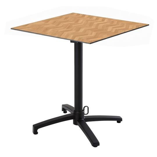 Table de jardin bistrot carrée inclinable en aluminium noir 4 personnes 60x60 cm | Oviala