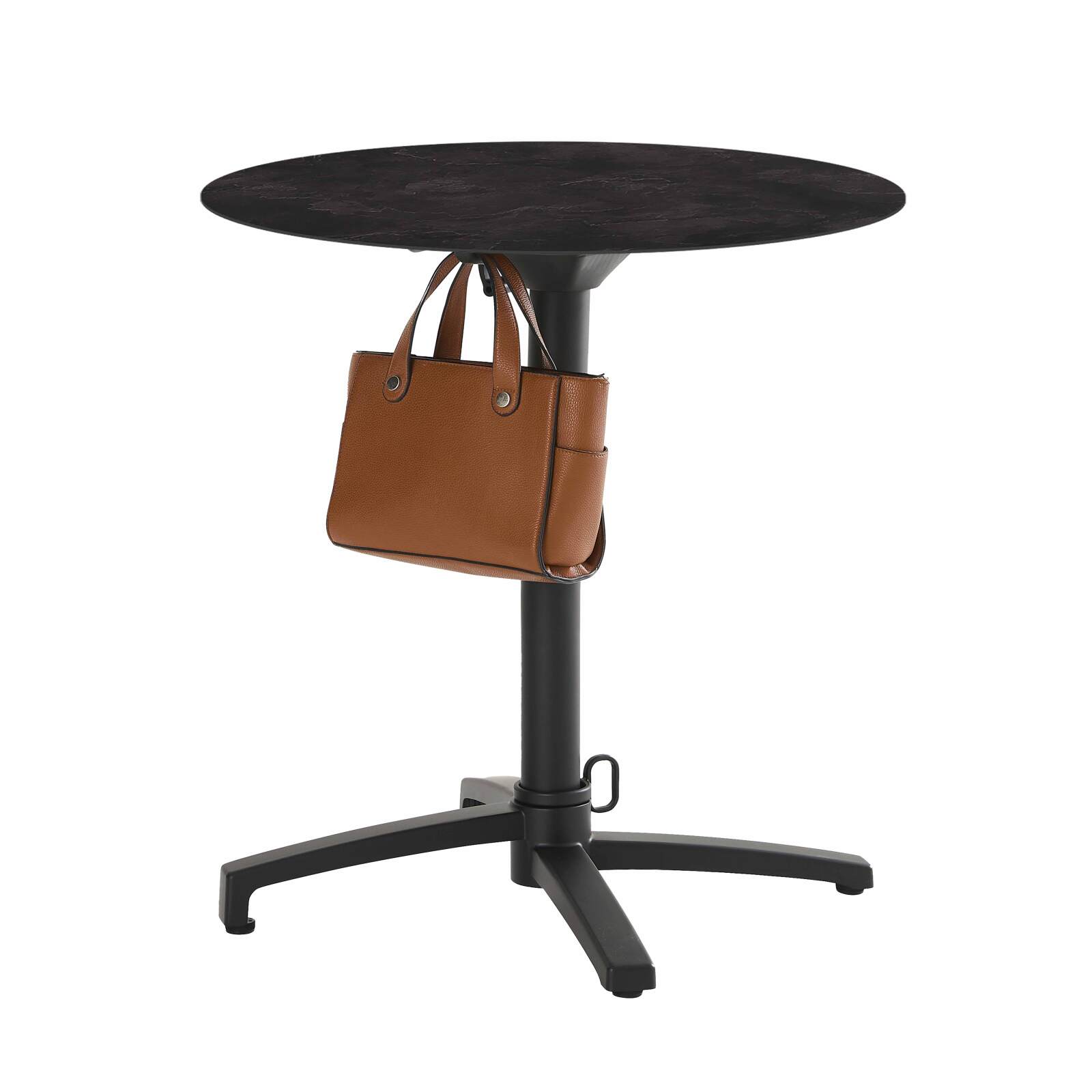 Table de jardin bistrot carrée inclinable en aluminium noir 4 personnes 60x60 cm