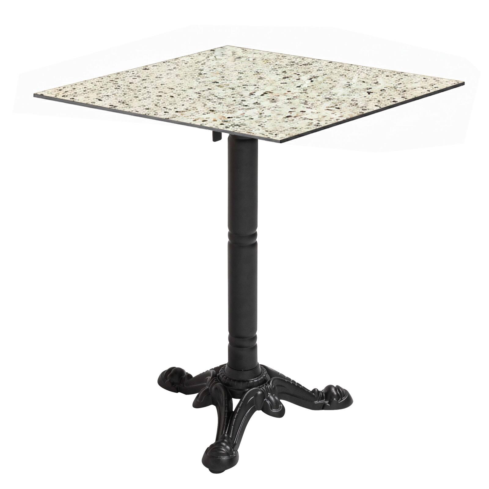 Table de jardin bistrot carrée inclinable en métal et aluminium noir 4 personnes 60x60 cm