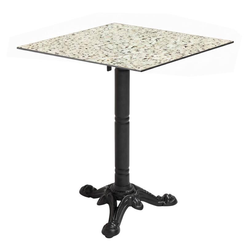 Table de jardin bistrot carrée inclinable en métal et aluminium noir 4 personnes 60x60 cm