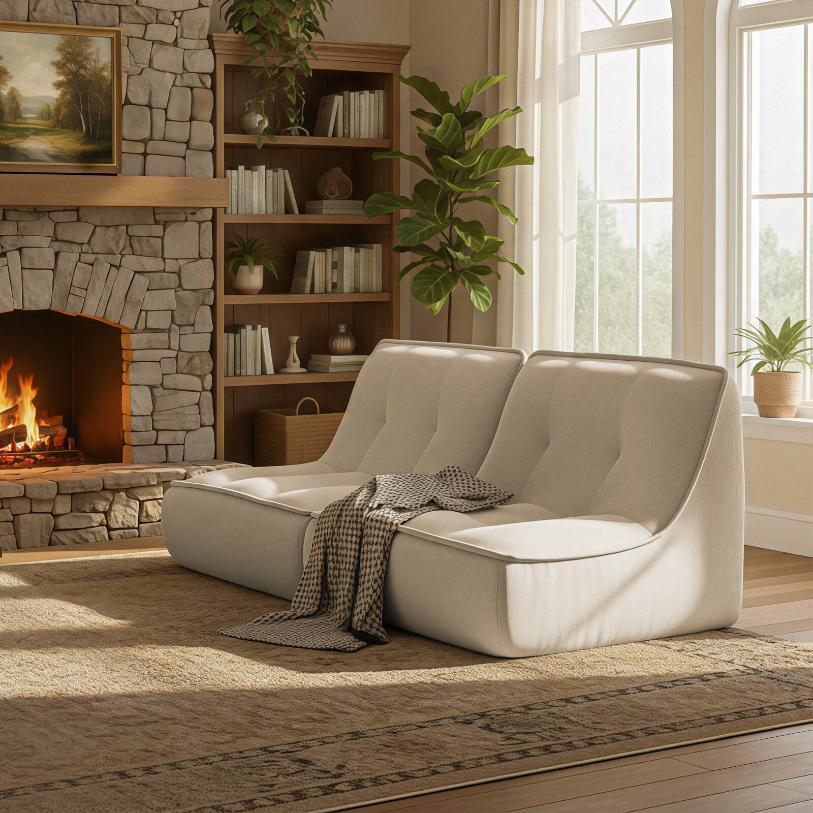 Canapé modulable 2 places en tissu côtelé