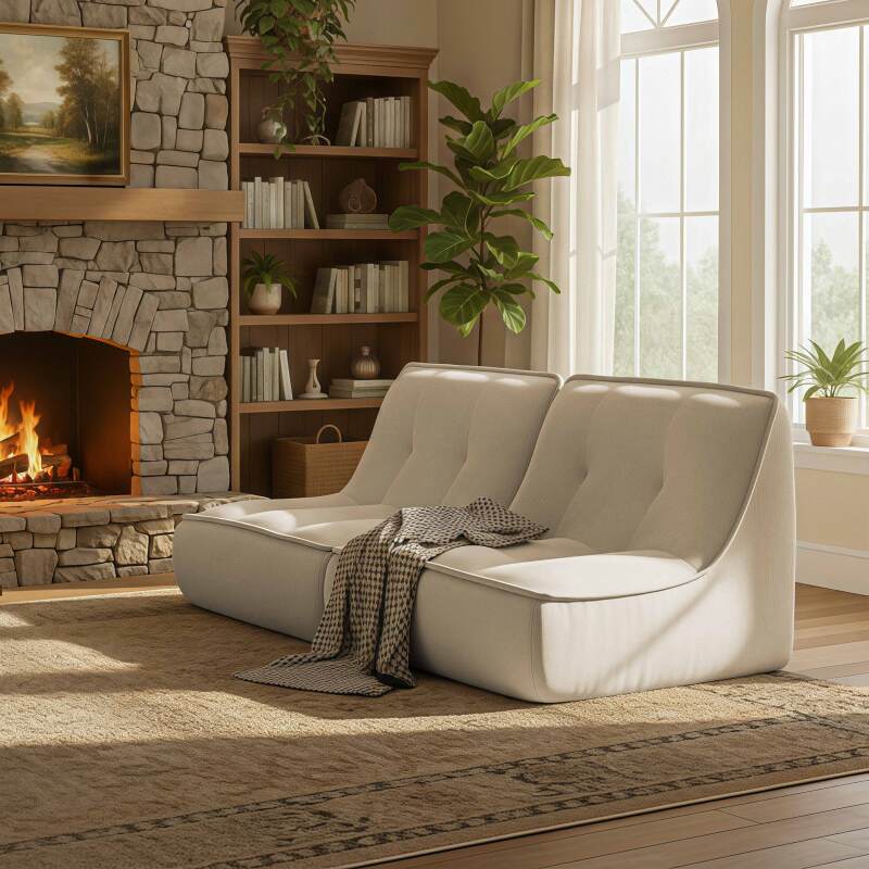 Canapé modulable 2 places en tissu côtelé