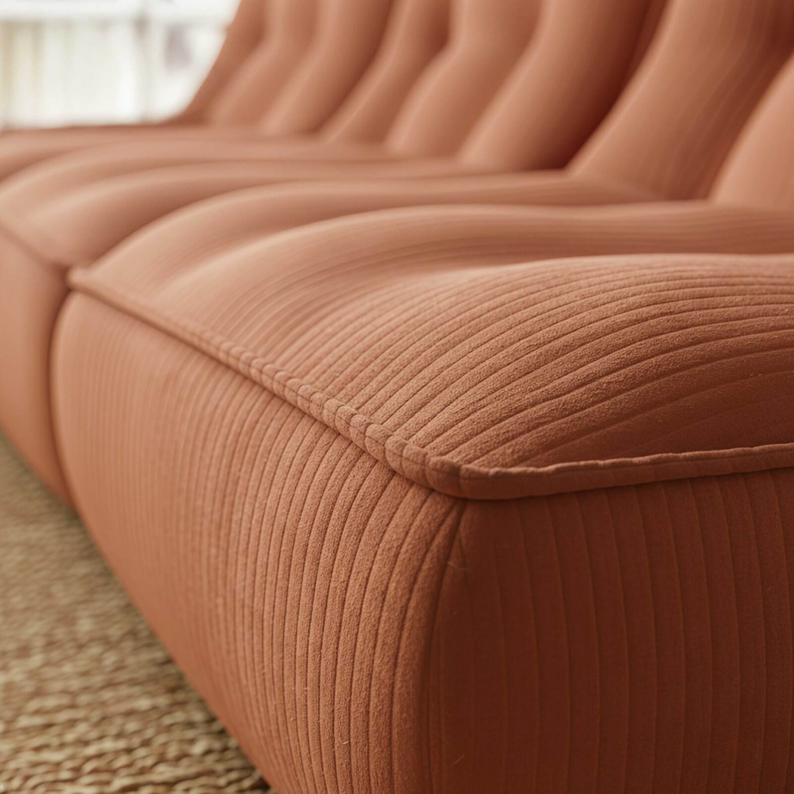 Canapé modulable 3 places en tissu côtelé