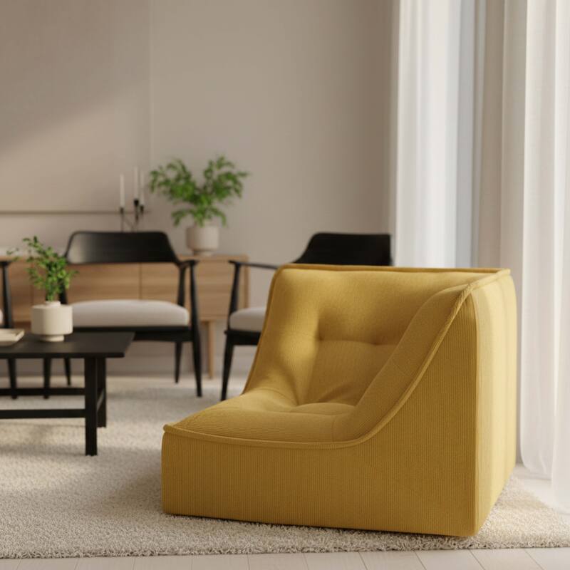 Fauteuil d'angle en velours côtelé type chauffeuse - Ambiance