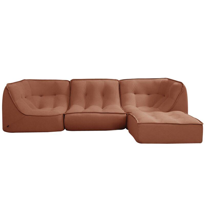 Canapé modulable 3 places en tissu côtelé avec pouf (2/7)