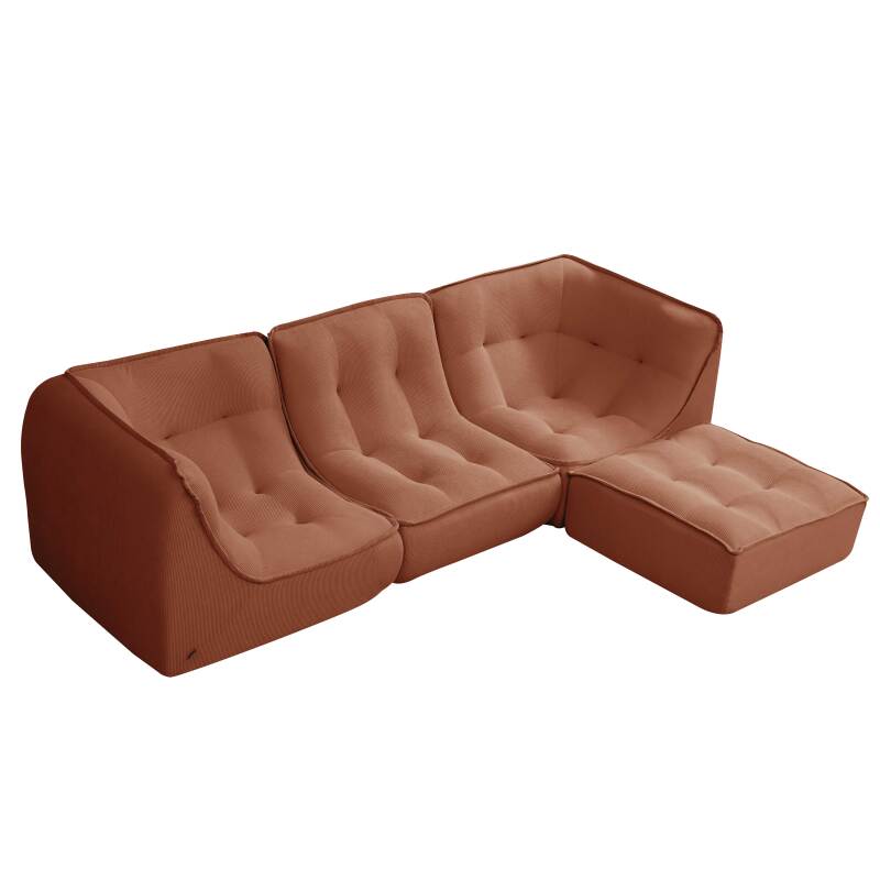 Canapé modulable 3 places en tissu côtelé avec pouf (3/7)