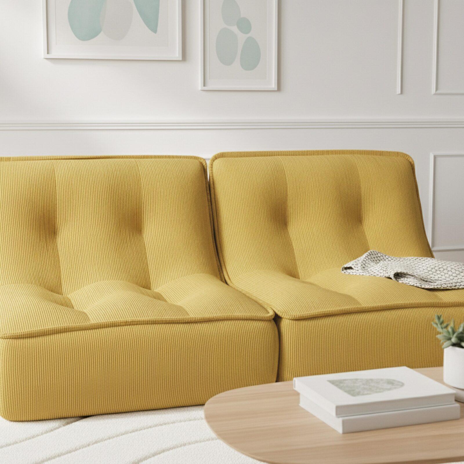 Fauteuils modulables en velours côtelé type chauffeuse - Par 2