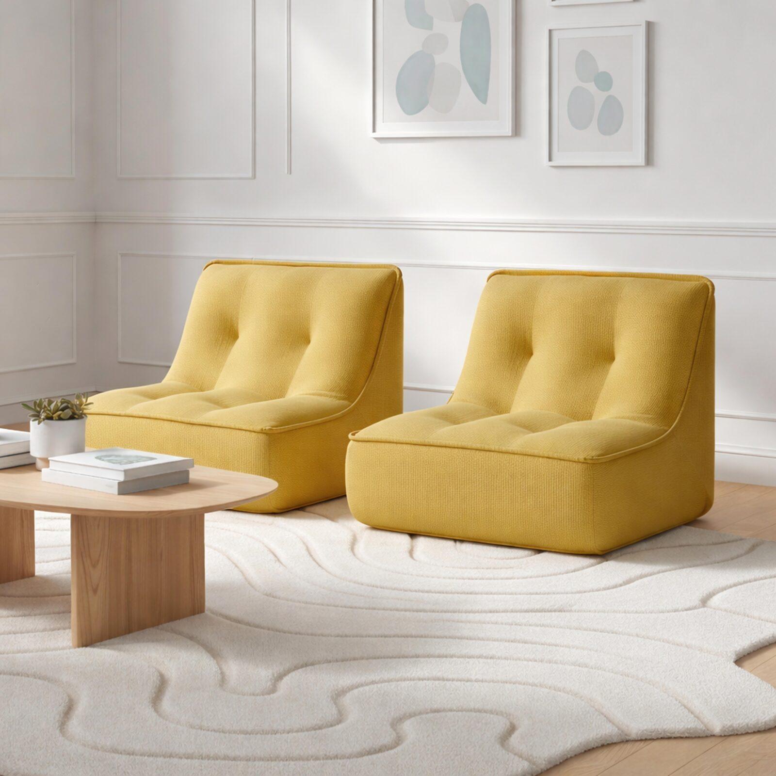 Fauteuils modulables en velours côtelé type chauffeuse - Par 2