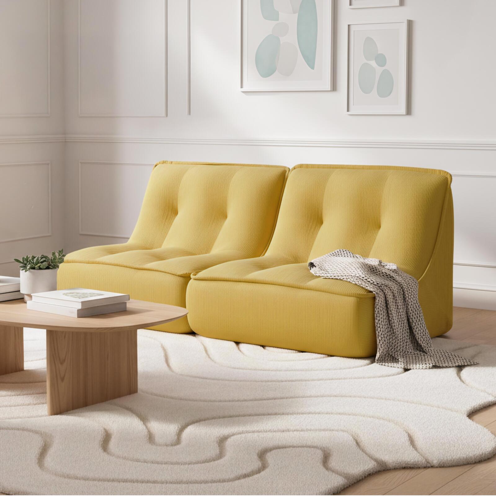 Fauteuils modulables en velours côtelé type chauffeuse - Par 2