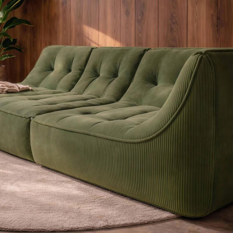 Canapé modulable 3 places en tissu côtelé avec méridienne (2/6)