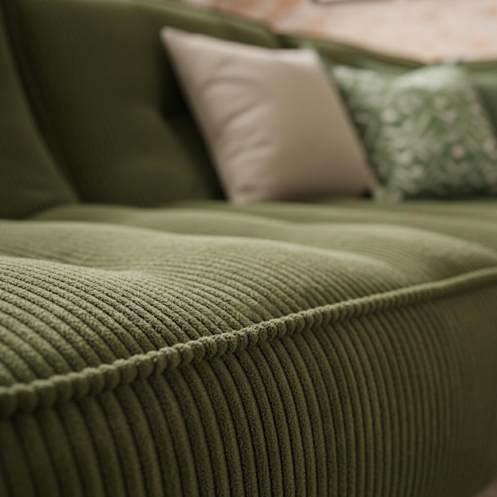 Canapé modulable 4 places en tissu côtelé avec méridienne