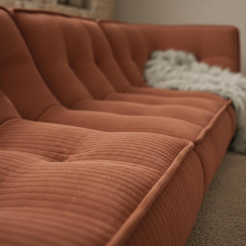 Canapé modulable 4 places en tissu côtelé avec méridienne (2/6)