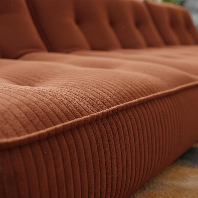 Canapé modulable 4 places en tissu côtelé avec 2 méridiennes (2/5)