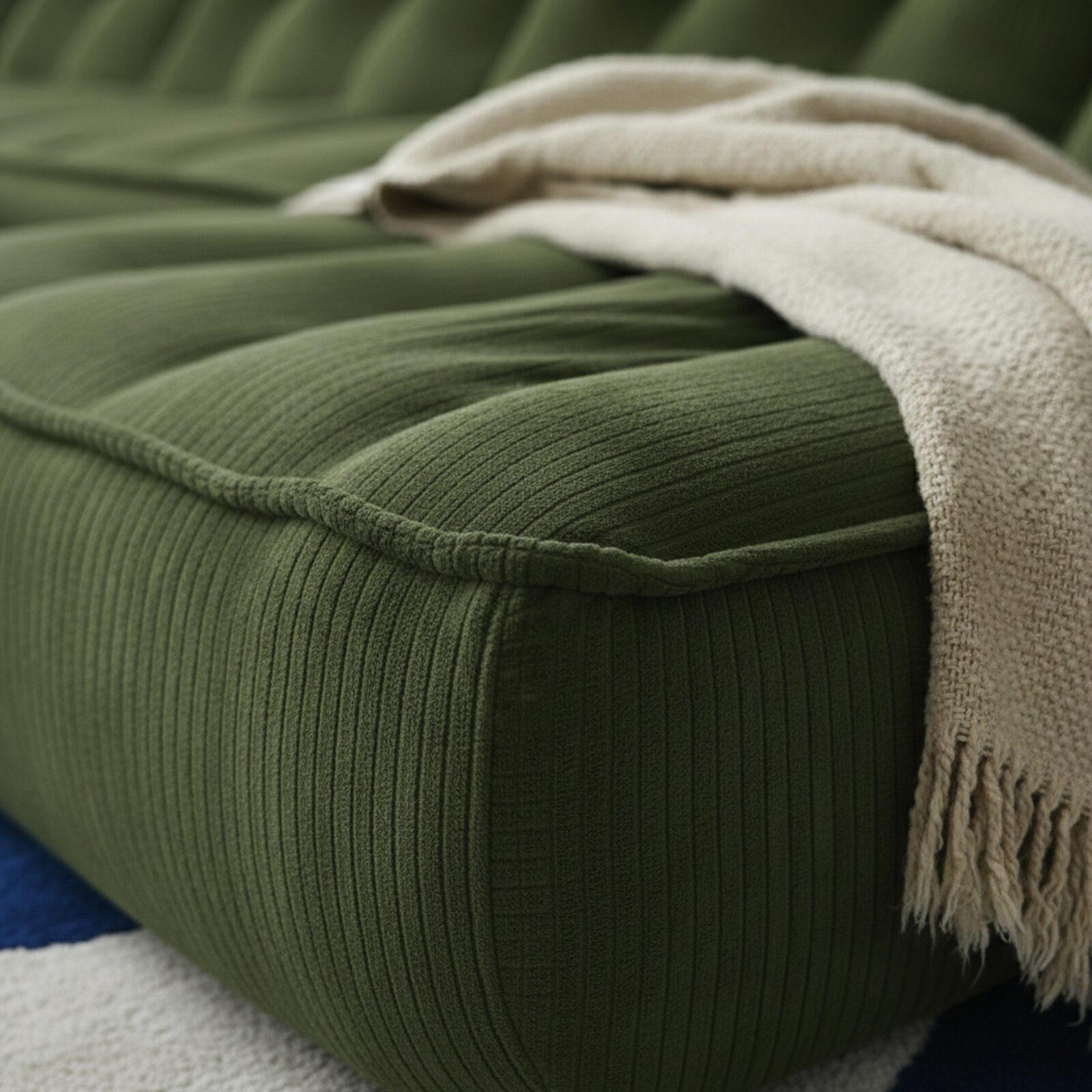 Canapé modulable 4 places en tissu côtelé avec 2 méridiennes