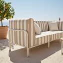 Salon de jardin modulable rayé 3 places avec 1 chauffeuse et 2 fauteuils d'angle