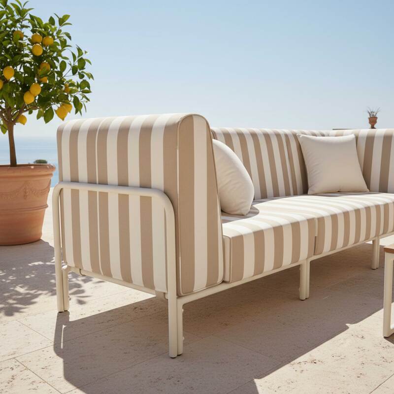 Salon de jardin modulable rayé 3 places avec 1 chauffeuse et 2 fauteuils d'angle (2/8)