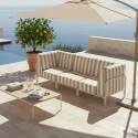 Salon de jardin modulable rayé 3 places avec 1 chauffeuse et 2 fauteuils d'angle