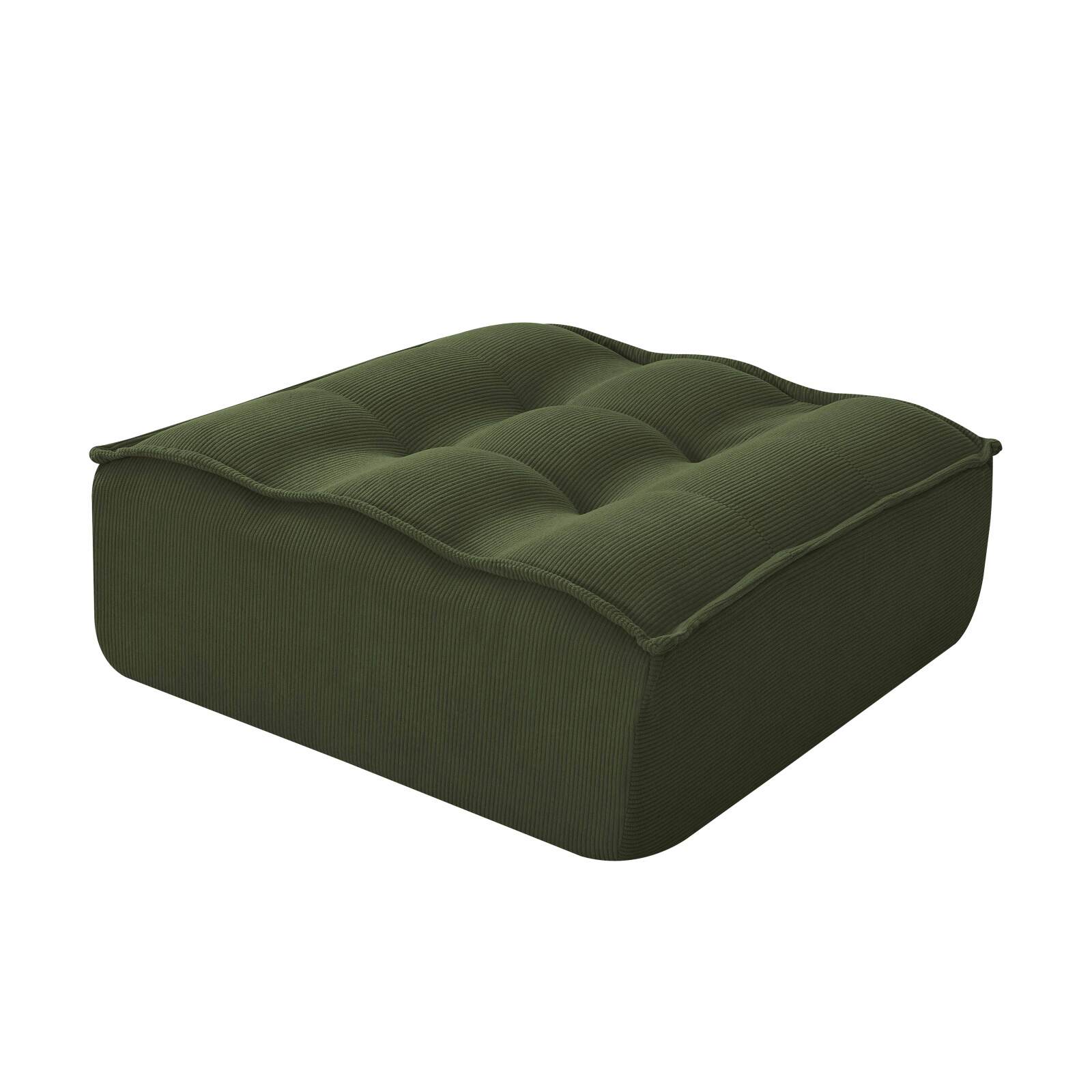Canapé modulable 3 places en tissu côtelé avec pouf