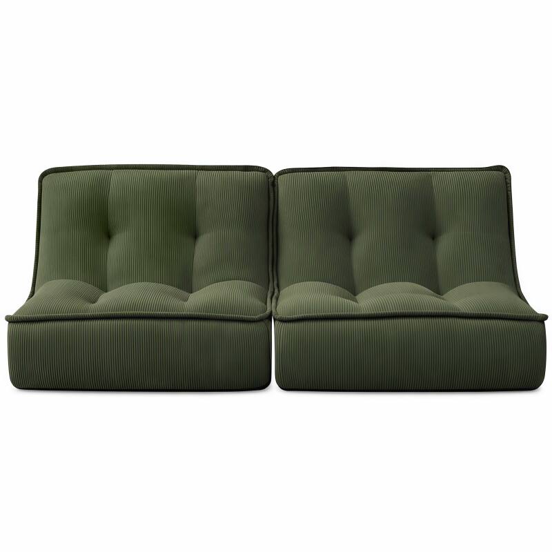 Fauteuils modulables en velours côtelé type chauffeuse - Par 2 (5/8)