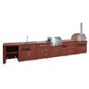 Cuisine extérieure en métal avec évier, four à pizza, gazinière, barbecue et rangements - 6 modules