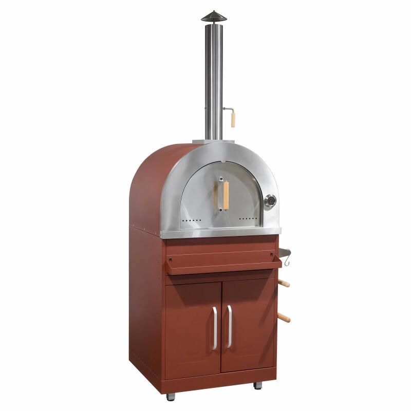Cuisine extérieure en métal d'angle avec four à pizza, gazinière, barbecue et rangements - 6 modules (2/8)