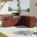 Cuisine extérieure en métal d'angle avec évier, barbecue et rangements - 4 modules