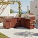 Cuisine extérieure en métal d'angle avec évier, four à pizza et rangements - 4 modules - Ambiance