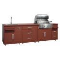 Cuisine extérieure en métal avec évier, barbecue et rangements - 3 modules