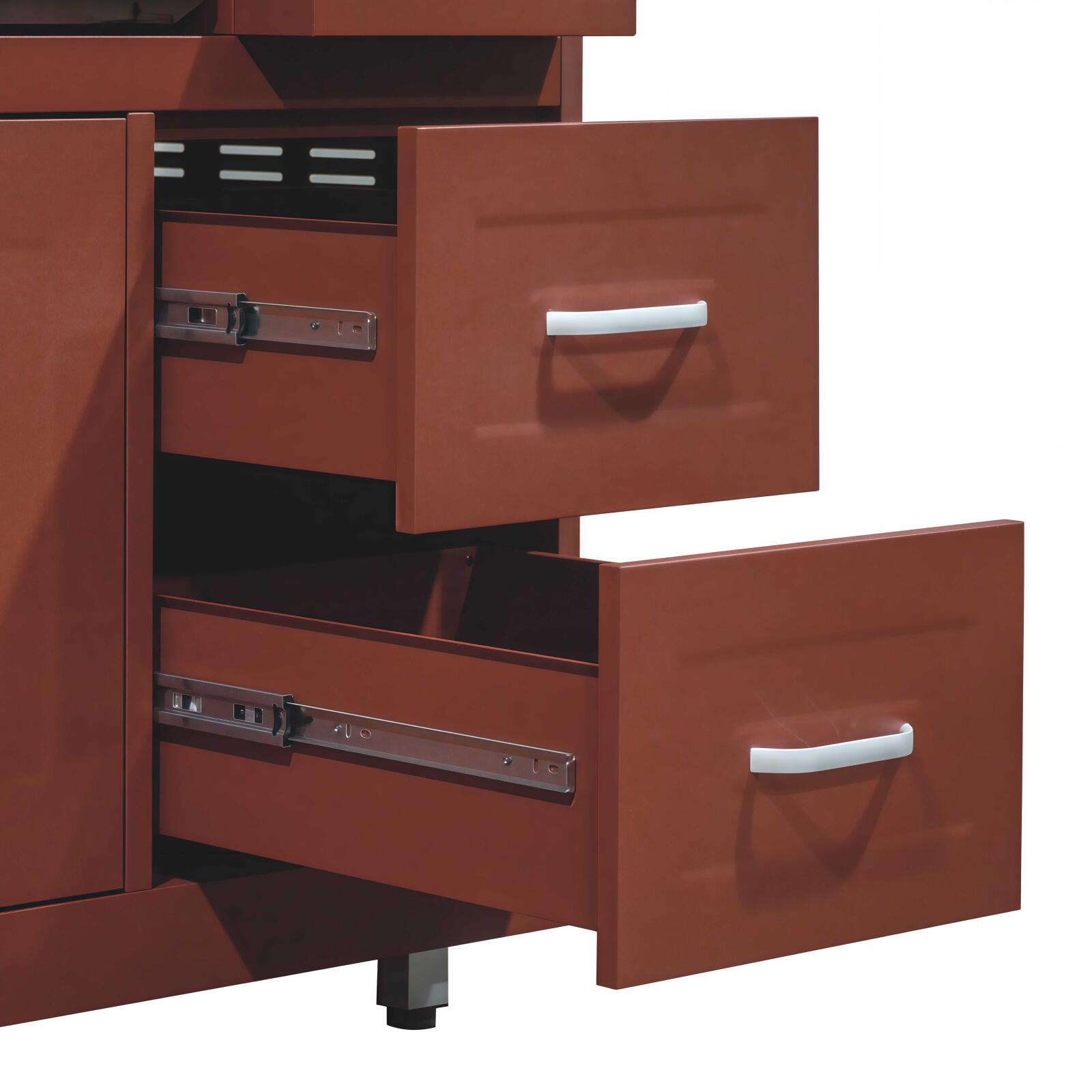 Cuisine extérieure en métal avec barbecue et rangements - 3 modules