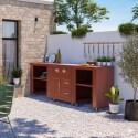 Cuisine extérieure en métal avec gazinière et rangements - 3 modules - Ambiance