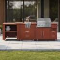 Cuisine extérieure en métal avec barbecue et rangements - 3 modules - Ambiance