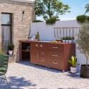 Cuisine extérieure en métal avec gazinière et rangements - 3 modules - Ambiance
