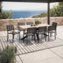 Table de jardin en bois d'acacia et aluminium 200x95 cm et 8 chaises avec accoudoirs en textilène - Ambiance