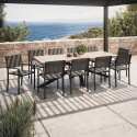 Table de jardin en bois d'acacia et aluminium 240x95 cm et 8 chaises avec accoudoirs en textilène - Ambiance