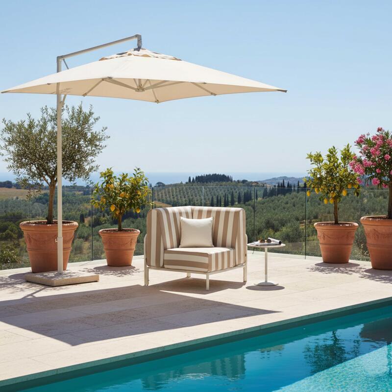 Fauteuil d'angle rayé pour salon de jardin modulable