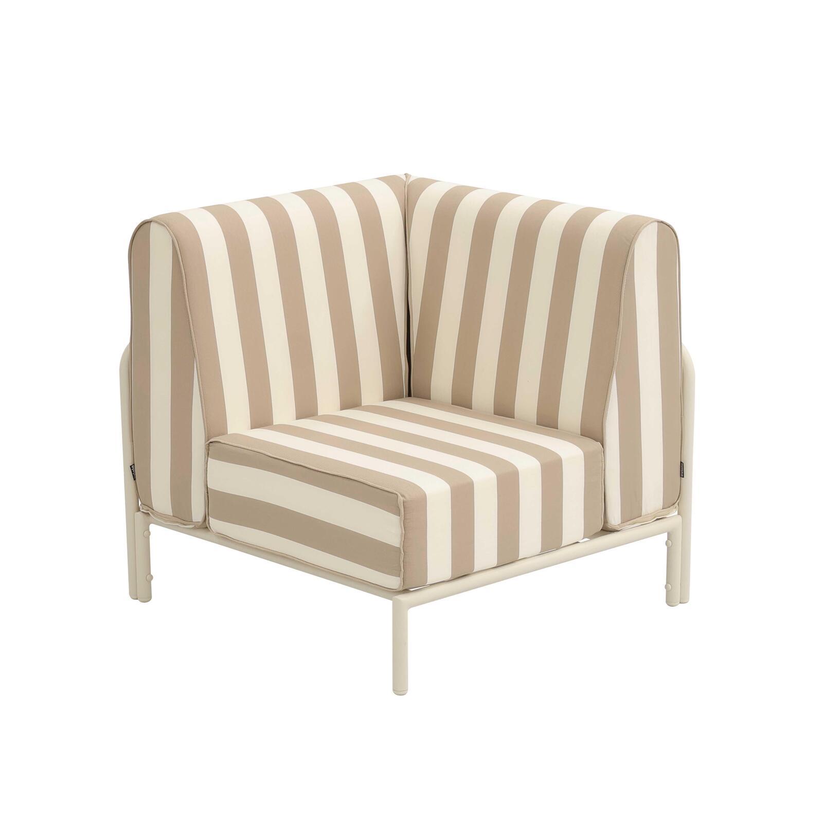 Fauteuil d'angle rayé pour salon de jardin modulable