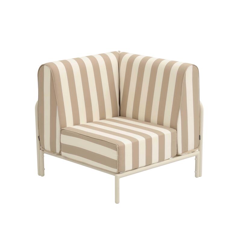 Fauteuil d'angle rayé pour salon de jardin modulable