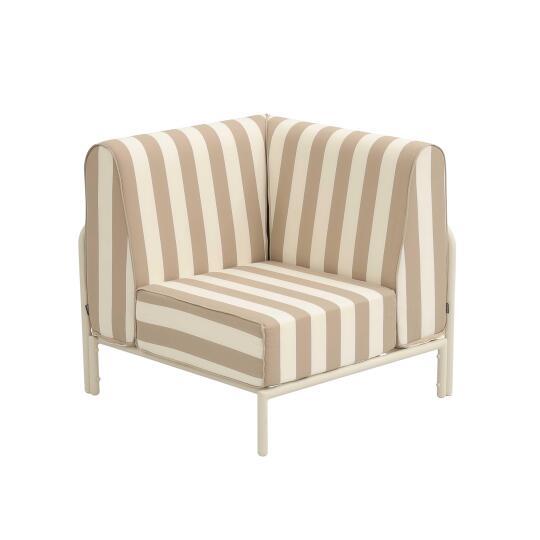 Fauteuil d'angle rayé pour salon de jardin modulable
