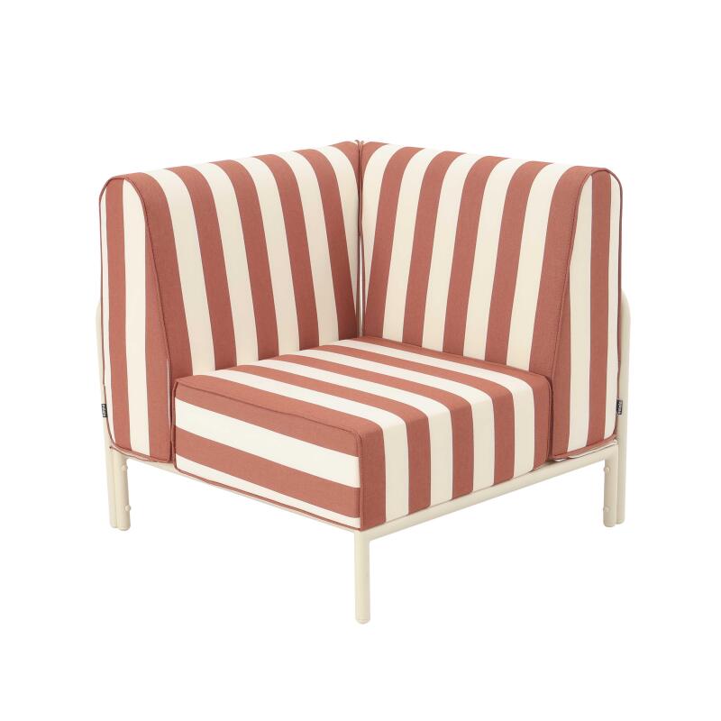 Fauteuil d'angle rayé pour salon de jardin modulable