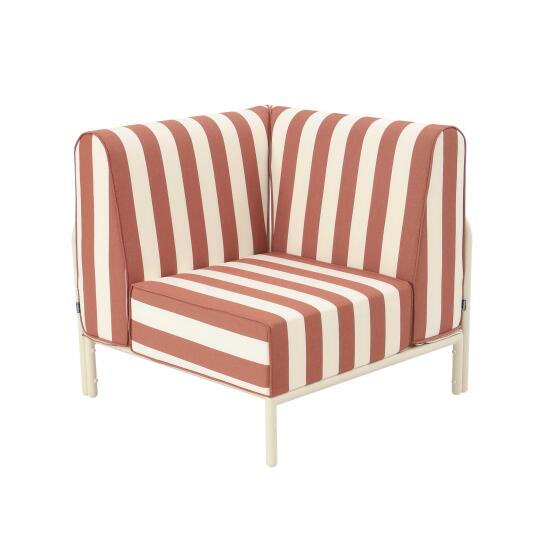 Fauteuil d'angle rayé pour salon de jardin modulable | Oviala