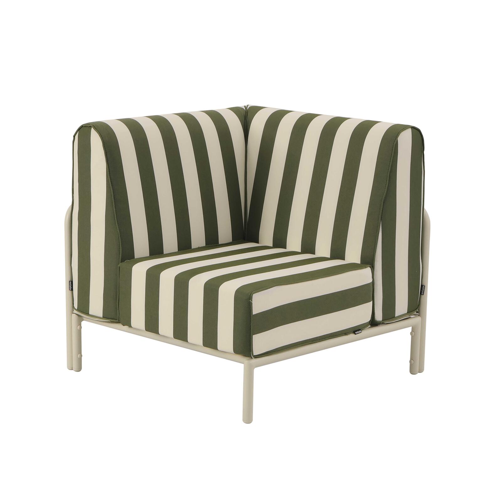 Fauteuil d'angle rayé pour salon de jardin modulable