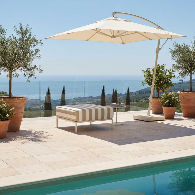 Pouf rayé pour salon de jardin modulable (3/6)