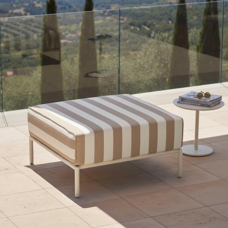 Pouf rayé pour salon de jardin modulable (2/6)