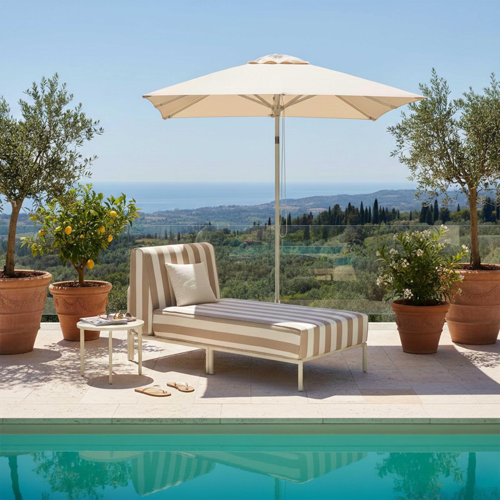 Méridienne rayée pour salon de jardin modulable 