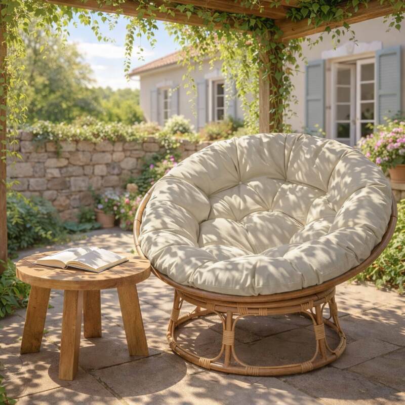 Fauteuil papasan de jardin en rotin synthétique