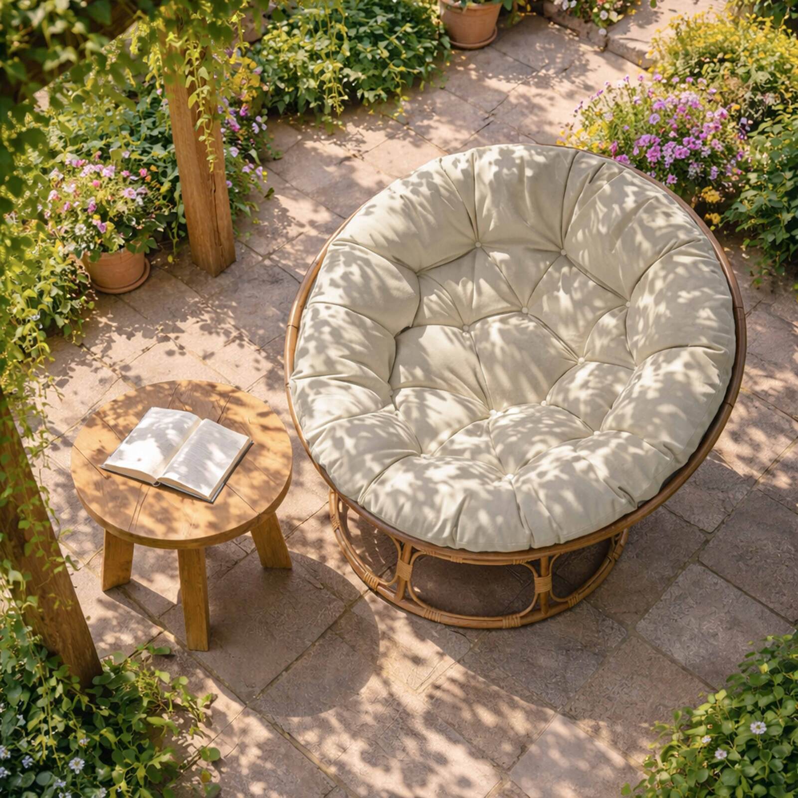 Fauteuil papasan de jardin en rotin synthétique