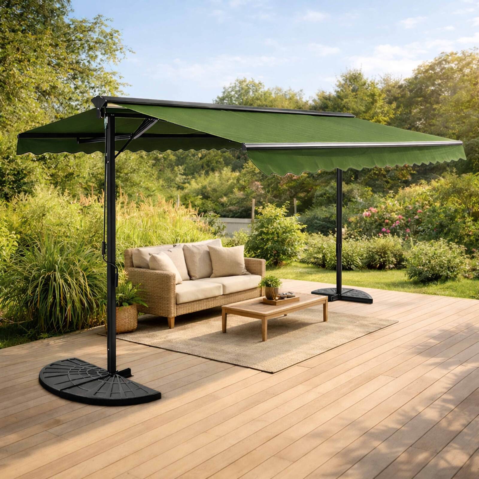 Store banne double pente manuel avec coffre 3 x 4 m