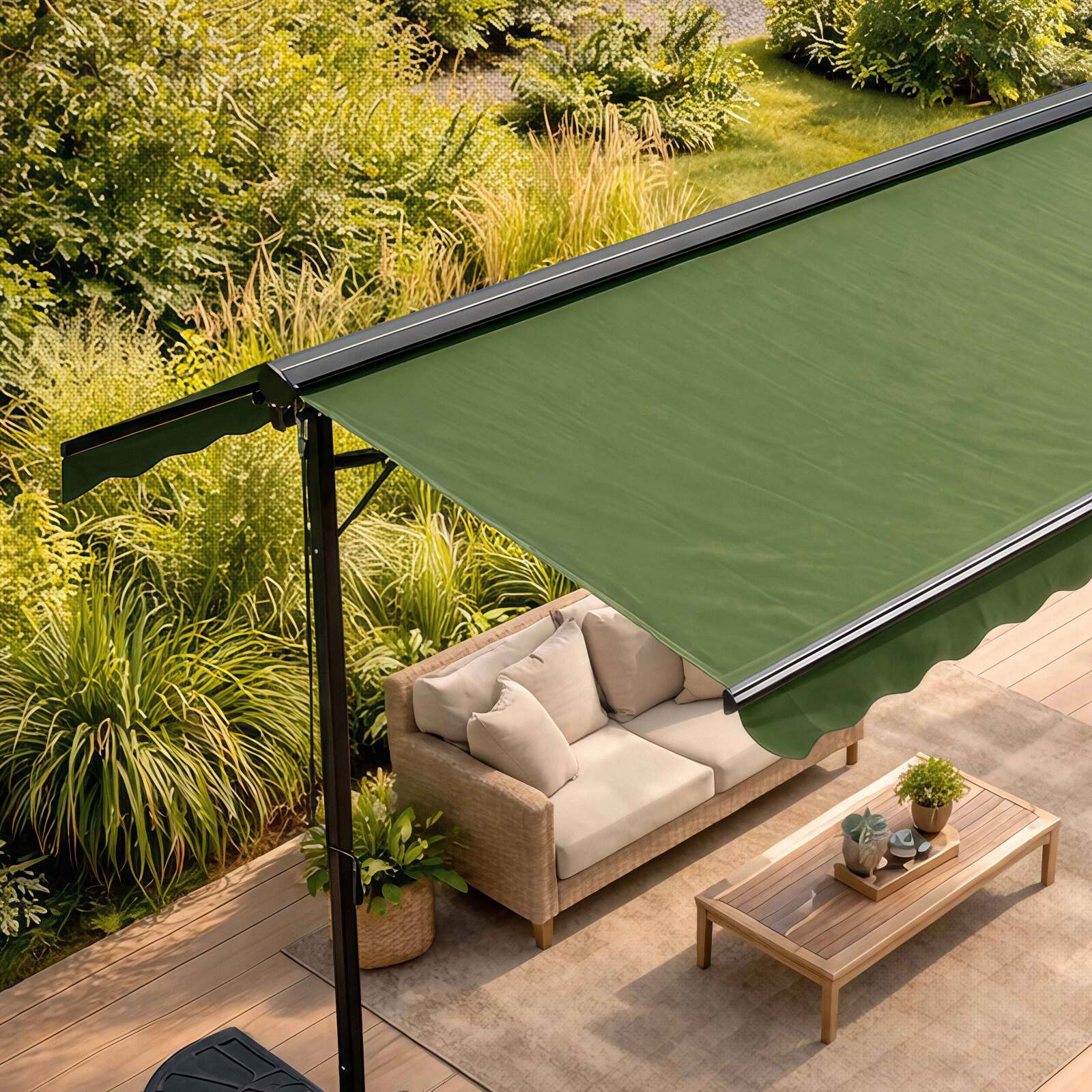 Store banne double pente (3 x 4m) et 4 dalles de lestage