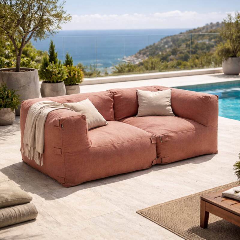 Salon de jardin modulable 2 places avec 2 fauteuils d'angle