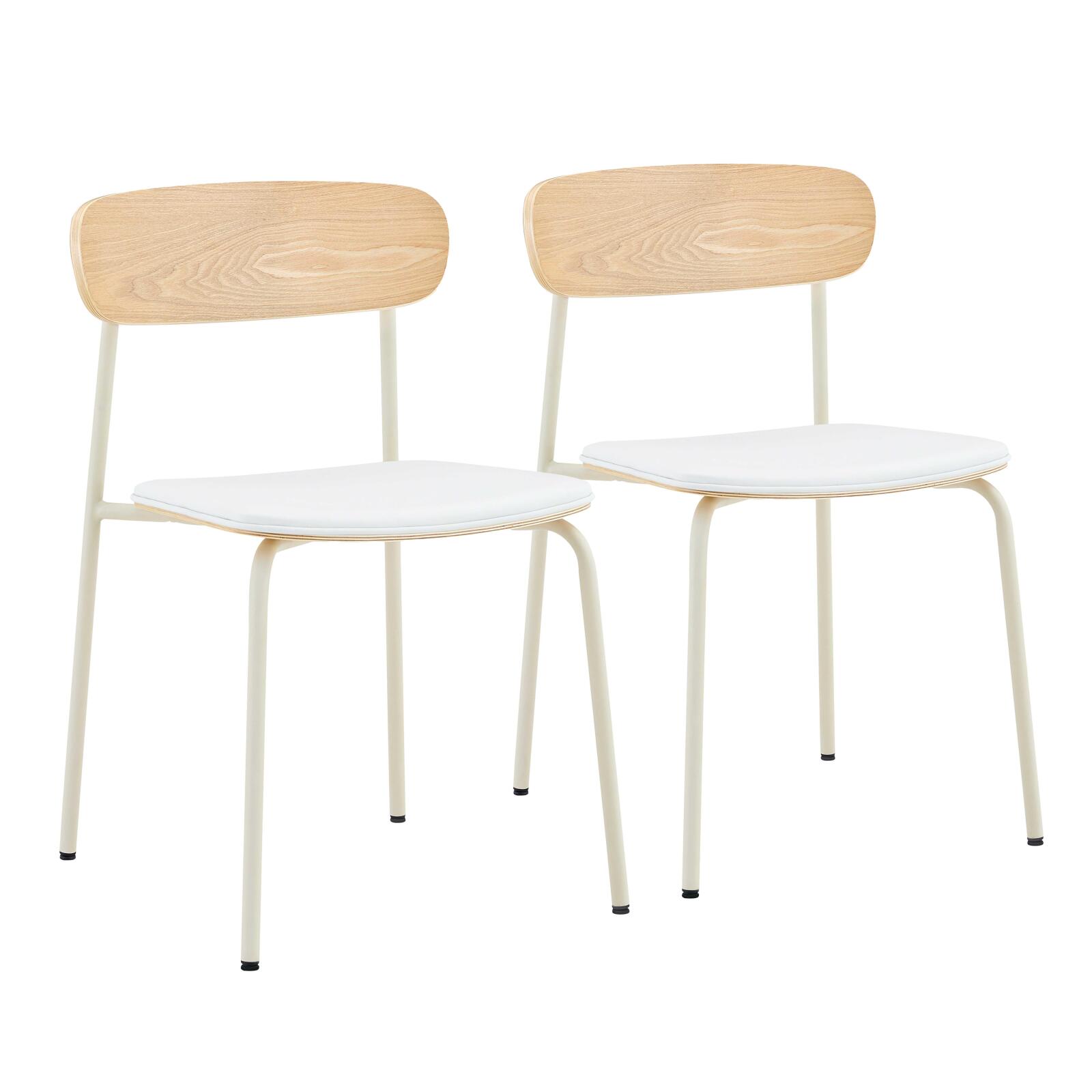 Chaises effet cuir en bois et métal - Lot de 2